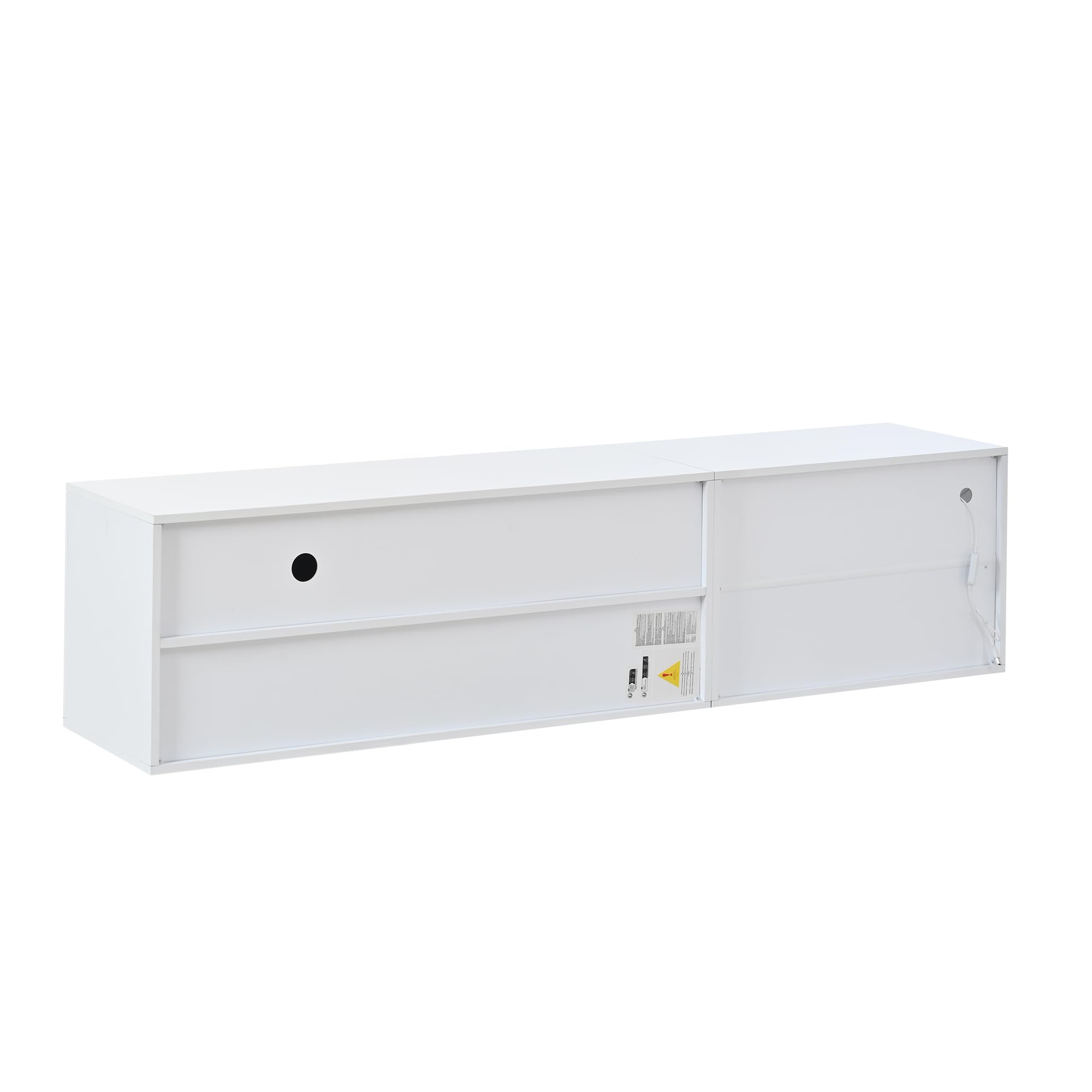 Mobile per TV, lunghezza 180 cm, con 3 ante per TV da 80 pollici, grande capienza, pannello TV basso in truciolato, per soggiorno, mobili, tavolo, credenza, bianco