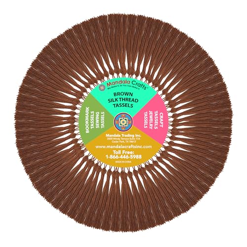 Image of Mandala Crafts Small Brown Bookmark Tassels - 100 Bulk Silky Mini Craft Tassels with Loops for Bookmarks, Jewelry Making, Graduation Decorations, and Keychains