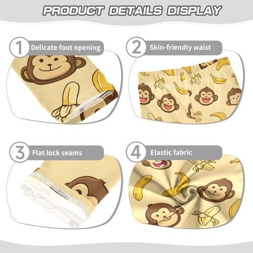 ALAZA Girls' Leggings Children's Yoga Pants Skinny Printed Dance Monkey Lovely Comfortable 4T2