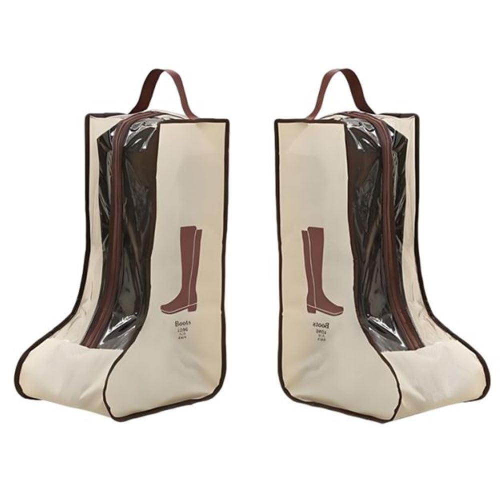 Portable 2 Pack Boots Storage, Tall Boots Protector Bag, Beige Portable Waterproof Storage Bags for Travel, Under Bed, Wardrobe, Shoe Cabinet