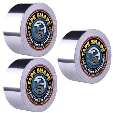 Pro Home - Pro Home Aluminium Tape 50mmx50m Heavy Duty Strong Adhesive Heat Resistant Insulation Aluminum Foil Tape Moisture Protection Insulating & Sealing Ducts Car Panel & Pipework (100mmx50m, 3 Roll)