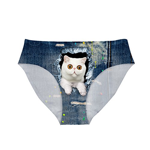 Image of Dellukee Sexy Women Underwear Briefs Breathable Hipster Panty White Alpaca Print