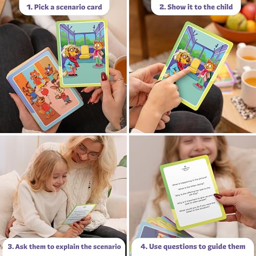 Who What Why Conversation Cards for Kids – Learning Materials for Social Skills, Emotional Intelligence & Critical Thinking – Speech Therapy Resources, Articulation & Sequencing Card Game, Ages 4+ - Image 6