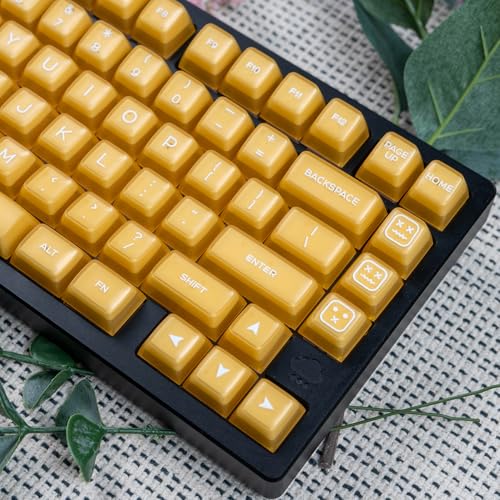Image of Sumgsn 142 Keys PBT Doubleshot Transluent Keycaps Yellow SA Profile Keycaps Set Fit for 61 /64 /87 /104 /108 Cherry Mx Switches Mechanical Keyboard