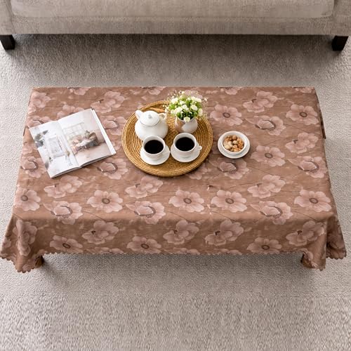Image of Dakshya Industirs PVC Waterproof Table Cover 36x54 Inch Floral Printed Center Table Cover Washable Plastic Table Sheet Oilproof Dining Table Cover for Coffee Table Living Room Home (Premium Floral)