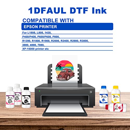 1Dfaul Dtf Transfer Ink, Dtf Ink Refill For Inkjet Printers Heat Transfer Film Printing, Kcmy & White 6Pcs Sets (250Ml) #TOP4