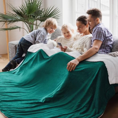 Image of Bedsure GentleSoft Sherpa Fleece Cal King Blankets for Bed, Non-Heated, Thick and Warm Oversized Throw for Women and Men, Soft Fuzzy Plush Large Blanket for Winter, Forest Green, 112x98 Inches