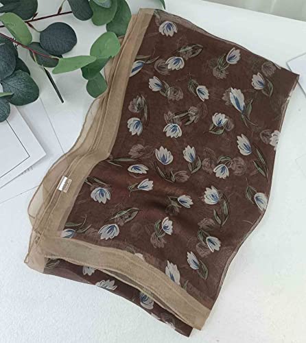 Image of Pokeedioty Scarfs for Women Lightweight Scarves Elegant Floral Pattern Sheer Scarfs Shawls Wraps