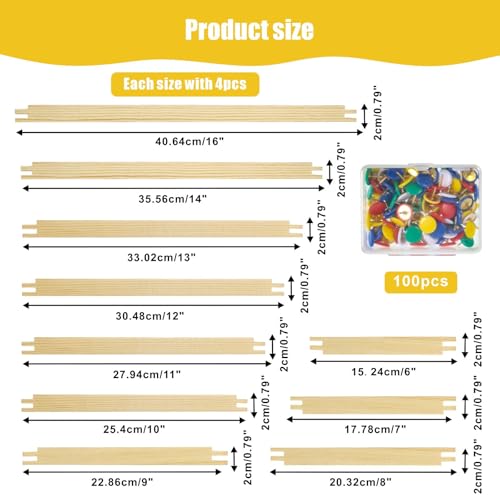Image of 20 Sets Stretcher Bars for Needlework with 100 Tacks,10 Sizes 40Pcs Wooden Canvas Splicing Stretcher Bars Needlepoint Embroidery Stitch Frame Set for Crafts Art Supplies for Women