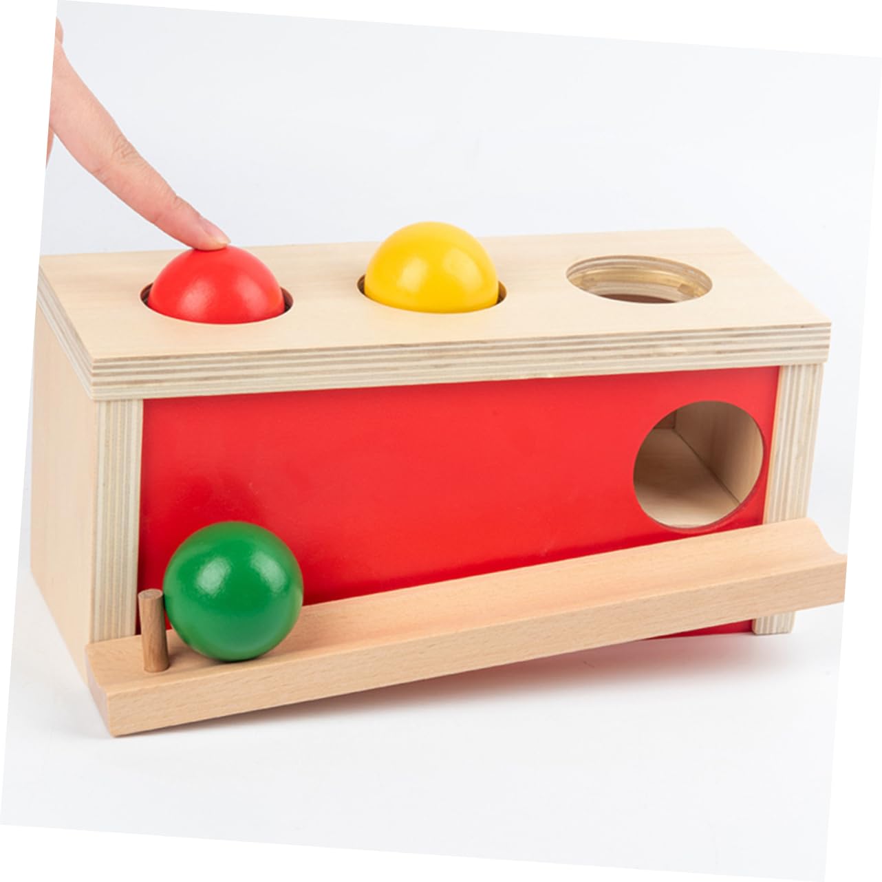 Milisten Juguete de Pelota de Prensa Educativa Roja de Madera para Niños