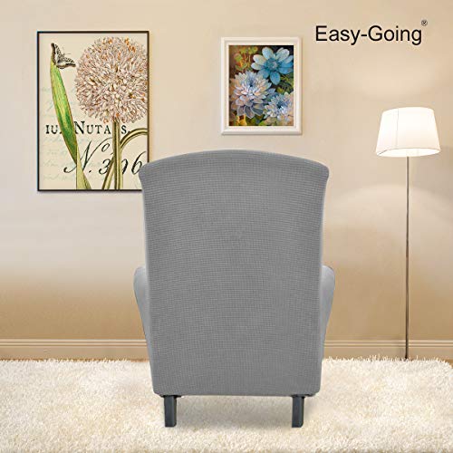 Image of Easy-Going Stretch Wingback Chair Sofa Slipcover Light Gray