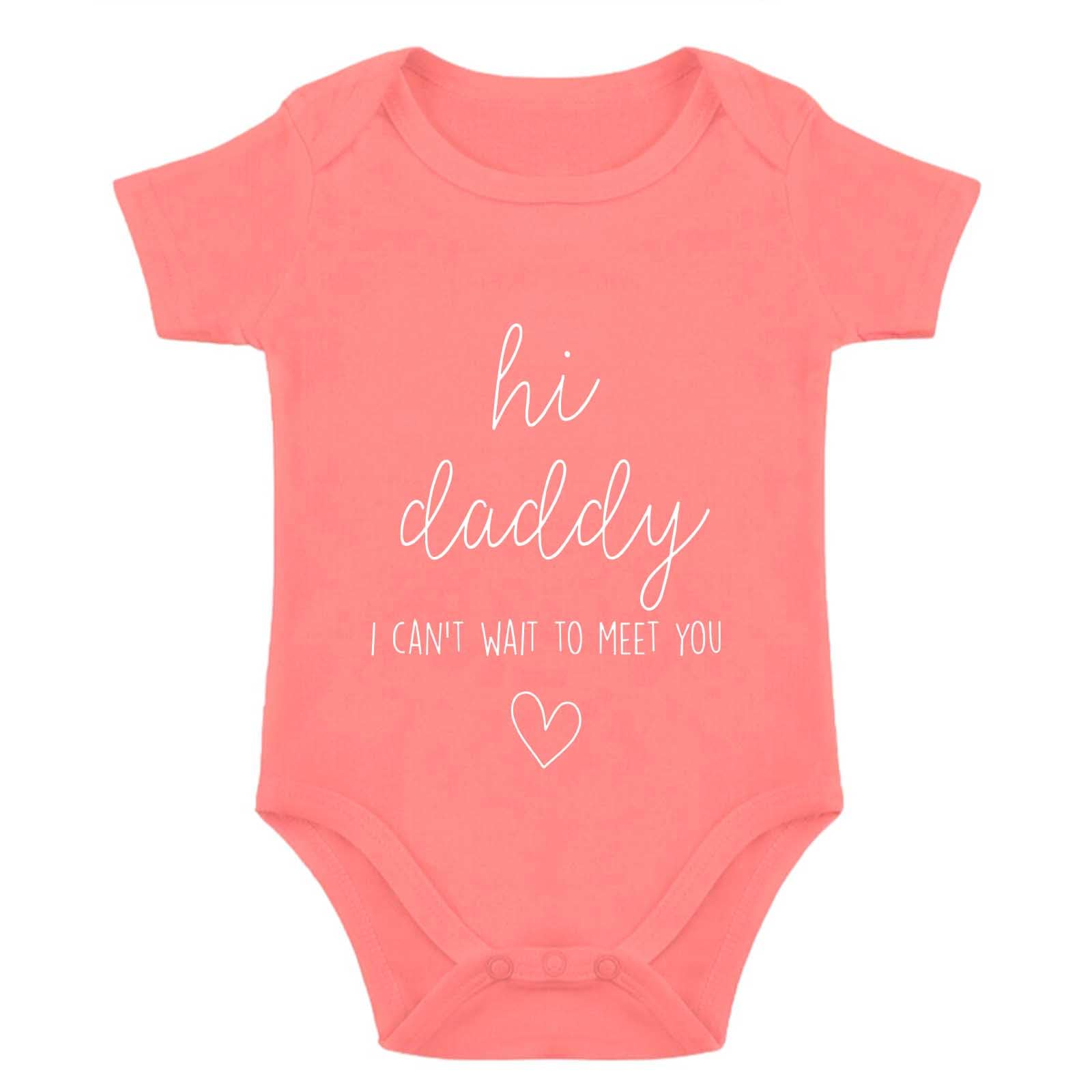 Hi Daddy Bodysuit for Baby Hello Daddy Pregnancy Announcement for Husband I Love Daddys Baby Romper