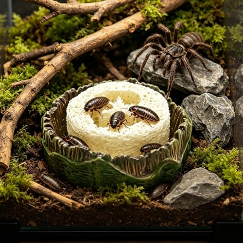 Genérico Futterspender für Kakerlaken, Tränke und Reptilien mit, Terrariumschale, für Kakerlaken, Geckos, Isopoden, Spinnen, Kolben und Terrarium, Gehege-3