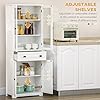 HOMCOM 63" Kitchen Pantry Cabinet, Freestanding Kitchen Pantry Storage Cabinet with Glass Doors, Drawer and Adjustable Shelves, White #4