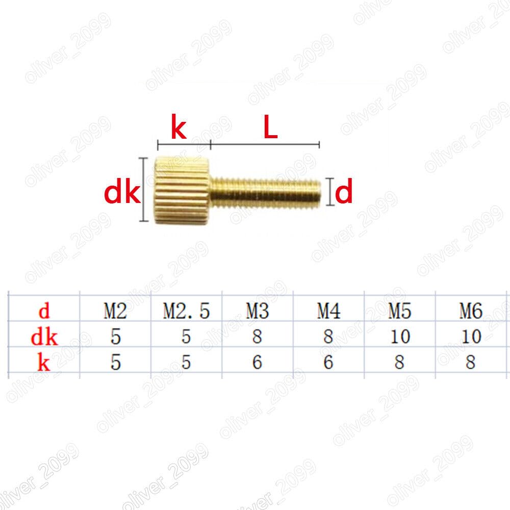 Brass Thumb Screws Knurled Flat Head M2 M2.5 M3 M4 M5 M6 (M2.5 x 3mm,200)