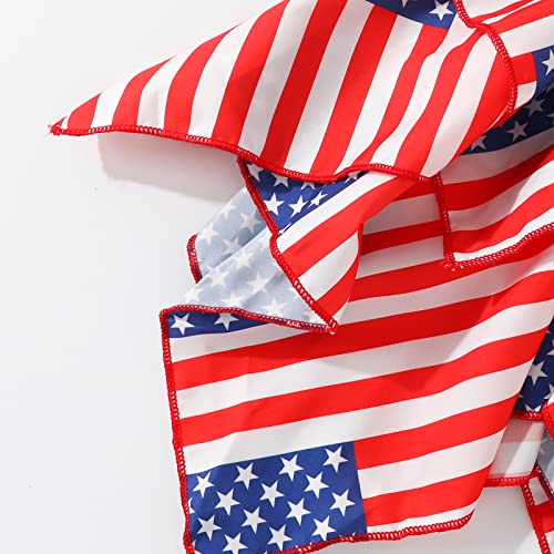 4Th Of July Toddler Baby Girl Dress Independence Day Outfit Girls Ruffle Dresses American Flag Stripe Stars Suspender Dress(3-4T) #TOP5