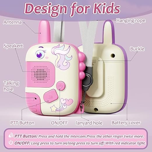 Wonder Digital Toys for 3-12 Year Old Girls Boys,2 Pack Cute Dinosaur Walkie Talkies with Wearable Lanyard for Outdoor Camping,Birthday Gifts for Kids. - Image 2 thumbnail