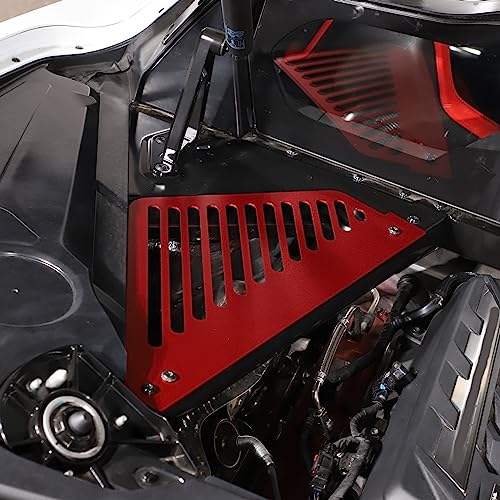 Image of TOYCIDFG Engine Bay Panel Cover Trim Compatible with C8 Corvette 2020-2025 Left Right Splash Shield Oxidation Case Guard Auto Aluminium Interior Body Part Accessories (Red - B)