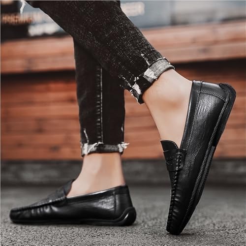 Mens PU Leather Loafers Slip On Round Toe Lightweight Comfortable Classic Fashion Casual Dress Shoes4
