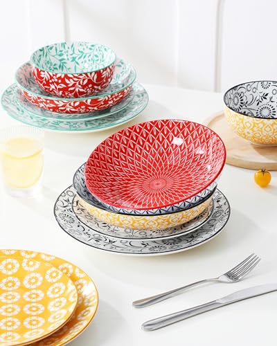 Image of vancasso SELENE Plates and Bowls Set for 6, 24 Pieces Dinnerware Sets, Mircowave and Dishwasher Safe Dishes Set, Porcelain Muted Dinnerware