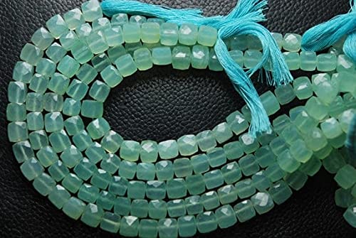 Chalcédoine aqua vert mer en fil de perles cubes pour composer vos bracelets d'été faits main