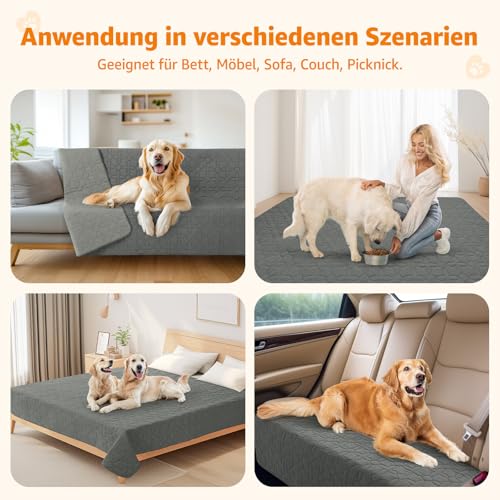 PICK FOR LIFE wasserdichte Hundedecke, beidseitig verwendbare Haustierdecke als Schutz für Sofa, Bett und Auto – waschbare Hundematte für große und kleine Hunde sowie Katzen