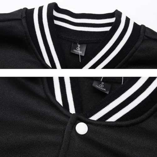 Outofgas Women's Baseball Varsity Jacket Causal Button Down Letterman Bomber Jacket Lightweight Sweatshirts Coat4