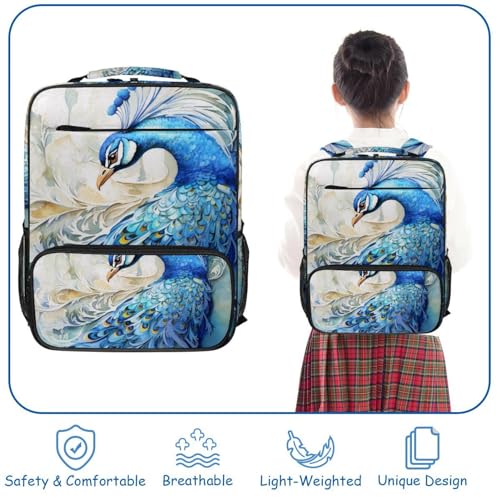 Sacs à dos de voyage petit format paon bleu imprimé artistique - 2