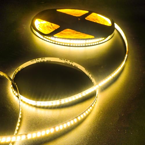 Fosingut 24V LED Strip Light Warm White 3000K,20m SMD LED Tape Light for Bedroom,180LEDs/m 8mm Flexible Under Cabinet Kitchen Light for TV,Game Room,Wardrobe,Home DIY Lighting(NO Power Supply/Plug)
