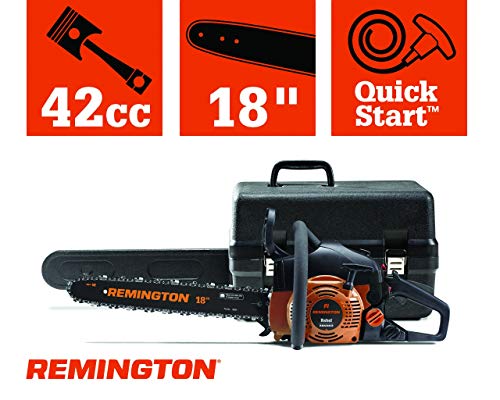 Remington 41AY4218983 RM4218CS 42cc Full Crank 2-Cycle Gas Powered Chainsaw 18-Inch Bar, Automatic Oiler, and Low Kickback Chain, 42cc-18-Inch, Orange
