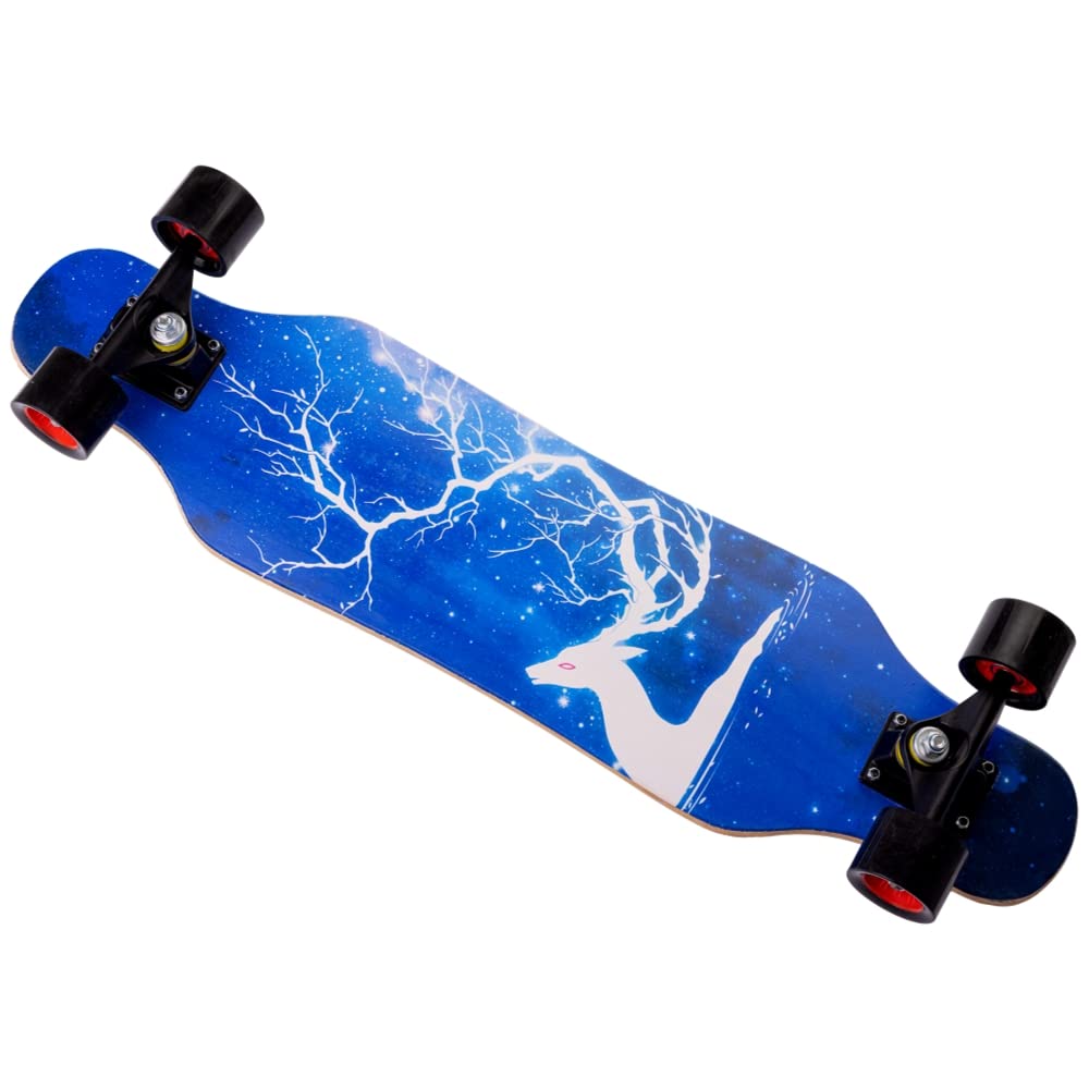 Longboard Cruiser 80 cm OH Deer | Carving et Cruising | Haute résistance et légèreté | ABEC-7 | Idéal pour les adolescents débutants | Axes en aluminium et roues PU, bois d'érable