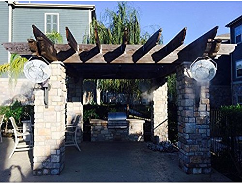 mistcooling Outdoor Misting Fan Kit-18” Fan with 1500 PSI Misting System-Residential, Restaurant and Industrial Misting Pump – High Pressure (White Color) (5 Fans 18