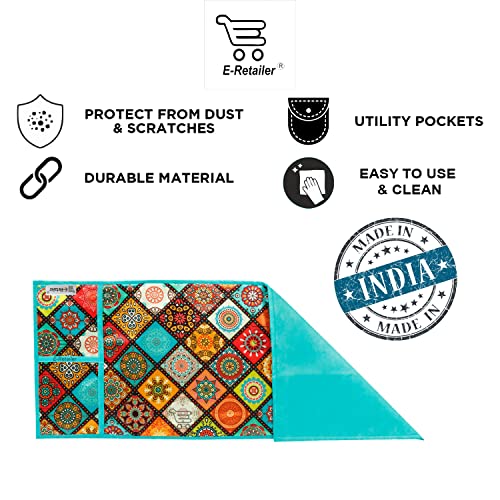 Image of Polyester 3-Layered Microwave-Oven Top Cover with 4 Pockets (Multi, Size-36x14 Inches), flower design (MOCTC-DGTL-RNGLI-MLT)