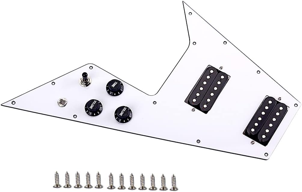 Alnicov 3 Ply Loaded Prewired Pickguard Wired Plate for Guitar,Compatible with Gibson Flying V Style Guitar,White - Image 4