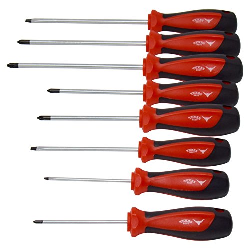 Texas Best Screwdriver Set | Chrome Vanadium Steel Blades | Magnetic Tips | Super Comfort Grip Handle (8 Pc)