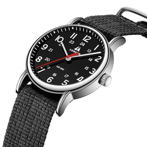 Image of LN LENQIN Mens Watches Unisex Military Sport Nylon Strap Stylish Luminous Fashion Analog Quartz Watch for Men Waterproof Army Tactical Casual Wristwatch