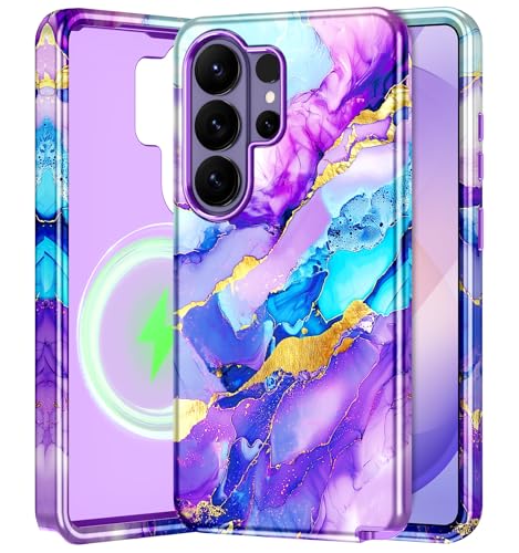 Btscase for Samsung Galaxy S26 Ultra Case, [Military Grade Drop Tested] Marble Pattern Design Slim Rugged Shockproof Women Girls Men Protective Anti-Scratch Cover, Magnetic-Amethyst