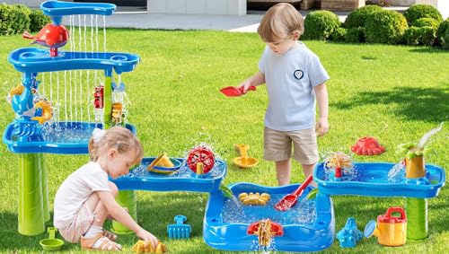 JUKUDAHU Water Table for Kids 3 4 5 6 7 Years Old - Water Playset for Toddlers 1-3 3-5, Water and Sand Play, Backyard Water Table, Summer Outdoor Beach Toys, Sensory Activity, Gifts for Boys Girls