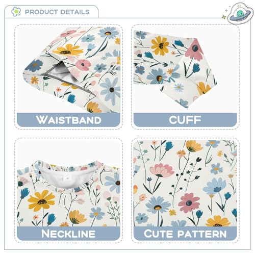 JUNZAN Cute Little Spring Blue Pink Flowers Big Boys Pullover Hoodie Crewneck Boys Sweat Shirt Camping 4T3