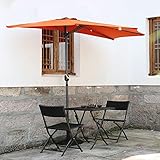 AASSDOO Halber Sonnenschirm, Halbrunder Regenschirm, Terrasse, Garten, Stabiler Stahlrahmen, Kurbelgriff für Balkon, ohne Basis