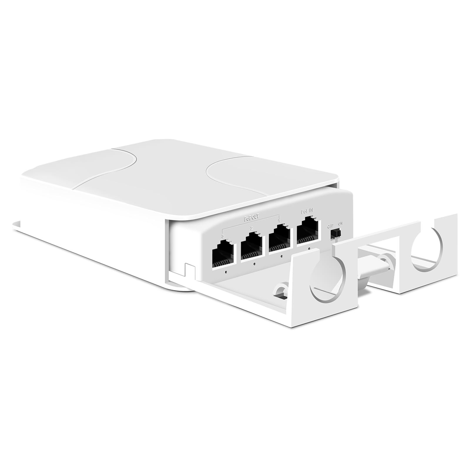 4 Port Outdoor PoE Extender 1 in 3 Out-IEEE 802.3af/at, 30W in 24W Out Waterproof PoE Repeater with 10/100Mbps, Vlan &amp; Extend to 250m, PD Auto-Detection, Wall Mount Plug &amp; Play