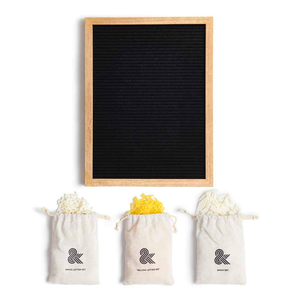 Felt Letter Board with 460 Letters, Numbers, Symbols and Emojis, Changeable Message Board, Wall Mountable, 16 x 12 Oak Wood Frame