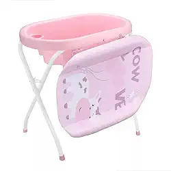 Banheira de Bebê Prime Baby SPA Luxo 2 em 1 Com Trocador de 0 a 5 anos Banho Seguro Suporta até 20kg (Rosa)