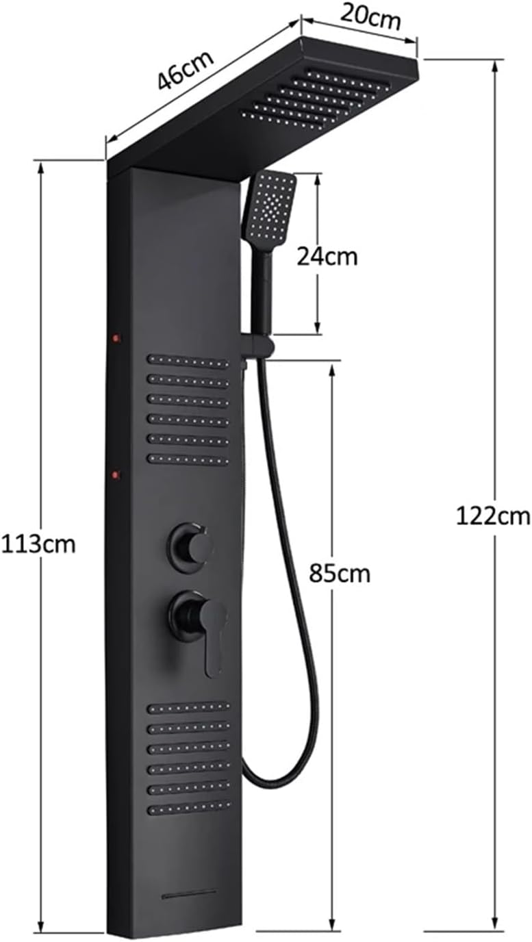 Shower Panel Tower System Rain Waterfall Shower(Black 6004)