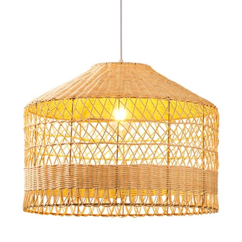 Suspension en bambou avec abat-jour en panier pour lustre de salon rustique