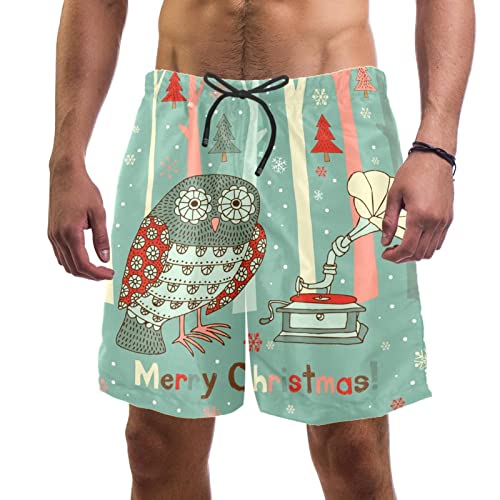 Maillots de Bain pour Hommes Short de Plage Anti Humidité Chouette de Noël