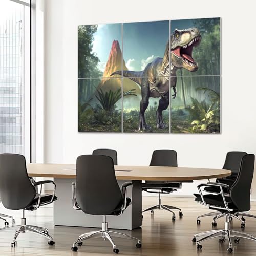 6 Pack Paneles Acústicos Decorativos Dinosaurio Selva Verde Jungla T-Rex Volcán 72"x48" Paneles Absorbentes de Sonido Autoadhesivos para Estudios de Grabación y Oficina miniatura 7