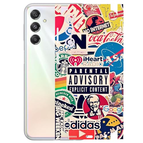 Image of AtOdds - Compatible for Samsung Galaxy M34 (5G) Mobile Back Skin Sticker - Rear Screen Guard Protector Film Wrap (Coverage - Back+Camera+Sides) (Design - Explicit Graffiti)