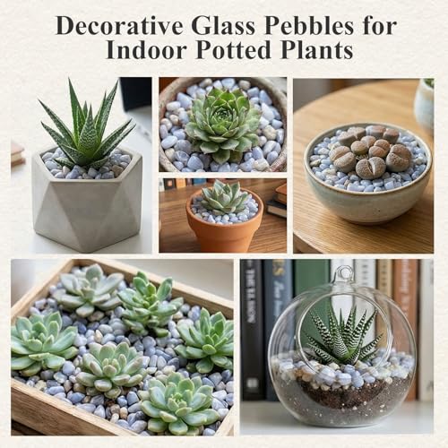 Image of JOHOUSE 1 LB(0.35 inch - 0.8 inch) Natural Quartz,Blue Pebbles for Vase Filler
