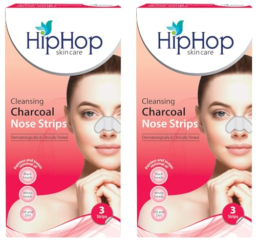 Image of HipHop Skincare Cleansing Charcoal Nose Strips for Women - Blackhead Remover & Pore Cleanser (3 Strips) (Pack of 2)